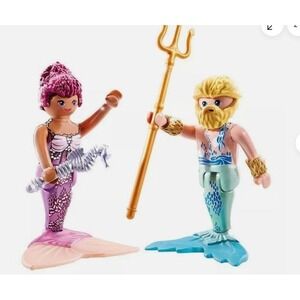 Playmobil Duo Pack Set 71799 Mermaid Merman Figures Seahorse Trident New Box